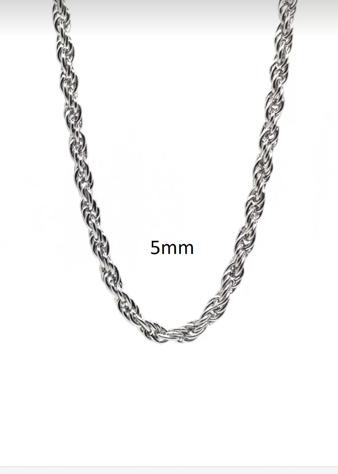 Paslanmaz Çelik 5mm Halat Zincir Kolye Livs-1126